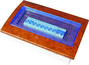 10-13回路弧面盖梅兰型蓝屏深色木纹半塑配电箱